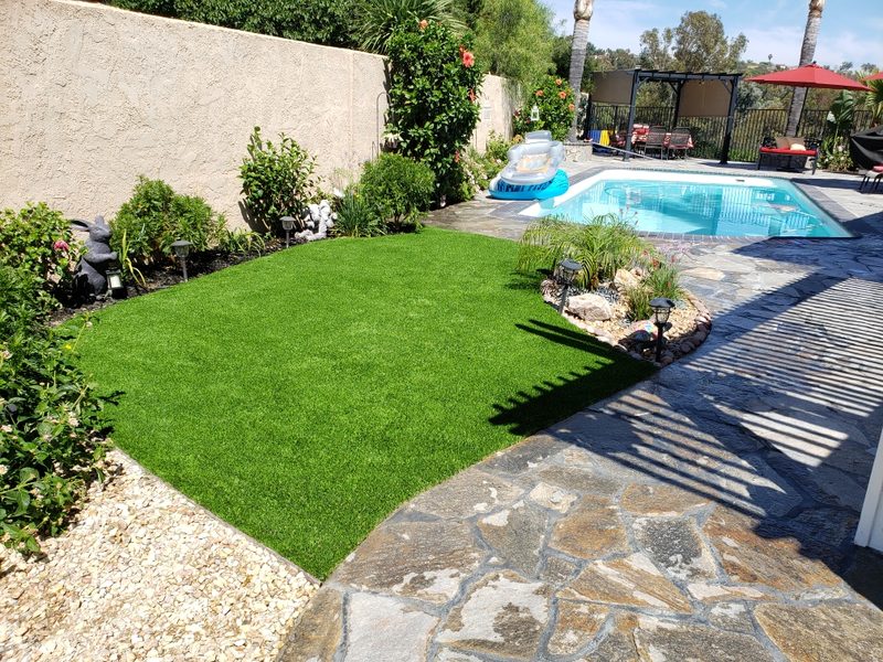 Pool area after turf
